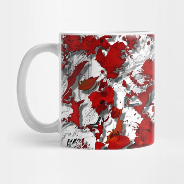 Volatile red fluid. White red, Red spots on white background, digital art. by artxphi